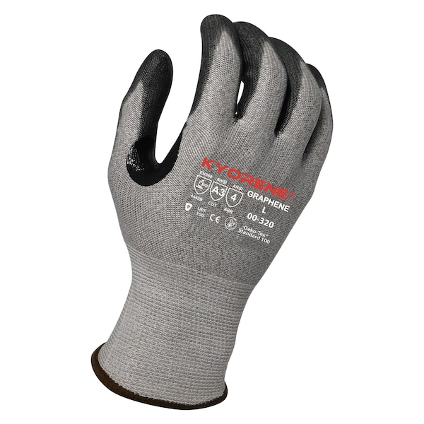 Kyorene 13g Gray Kyorene Graphene, A3 Liner with Black Polyurethane, Palm Coating (XXL) PK Gloves 00-320 (XXL) - main